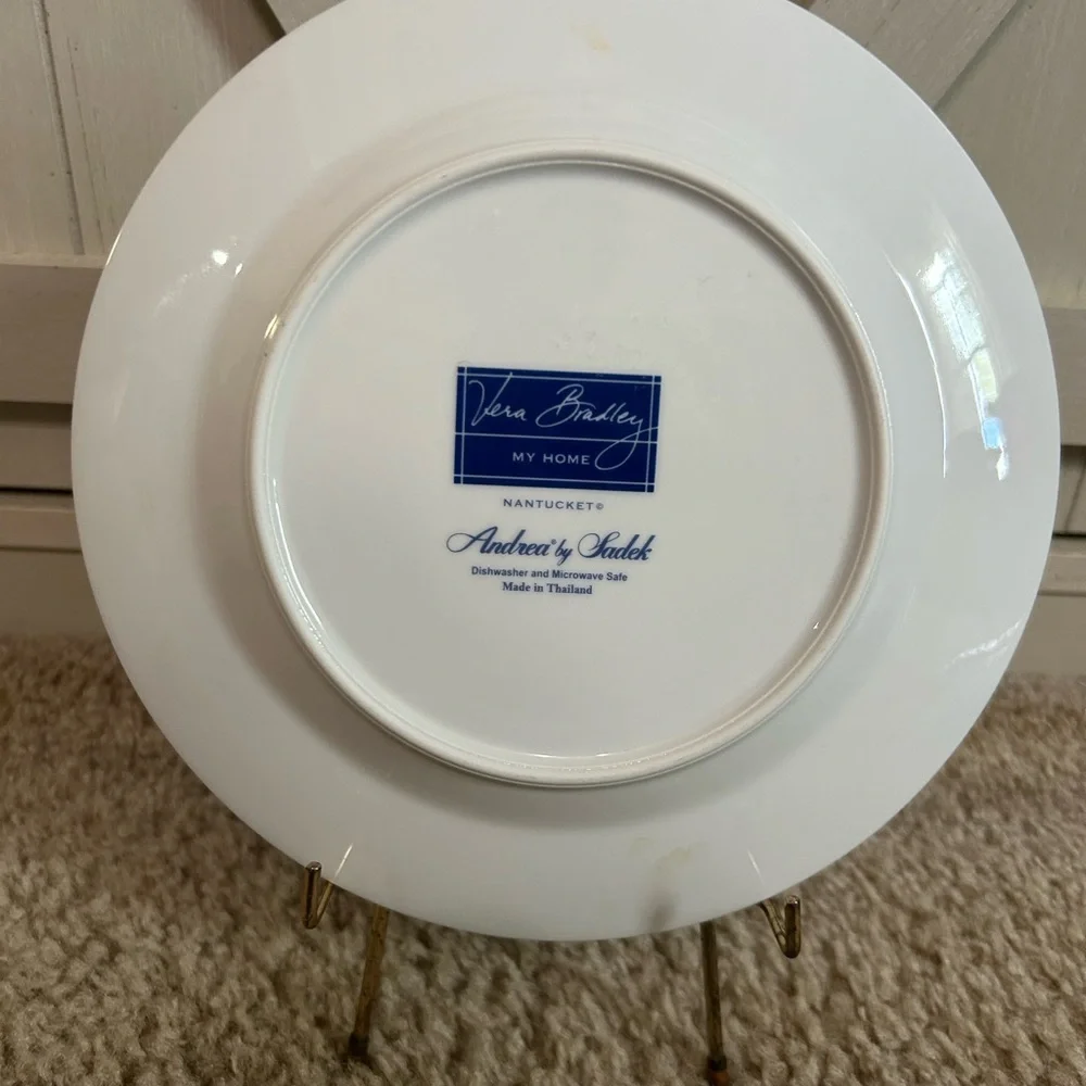 Vera Bradley Blue and White Ceramic Dinner Plate - Picture 5 of 7